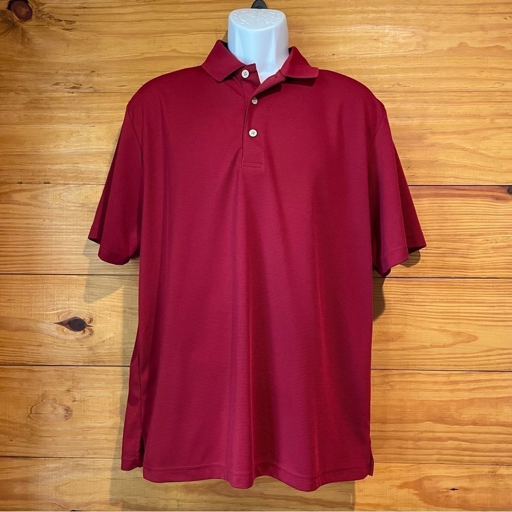 Cubavera Men’s Red Ribbed Short Sleeve Polo Shirt Large